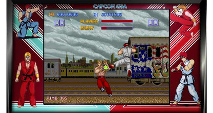 Street Fighter 30th Anniversary Collection PEGI rated PlayStation 4 fighting game compilation twelve classic arcade titles Street Fighter I Street Fighter II series Street Fighter Alpha series Street Fighter III series arcade perfect ports online multiplayer training museum mode Capcom fighting legacy collection gameplay screenshot