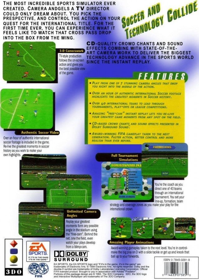 FIFA International Soccer back of case for Panasonic 3DO (3DO) soccer sports video game