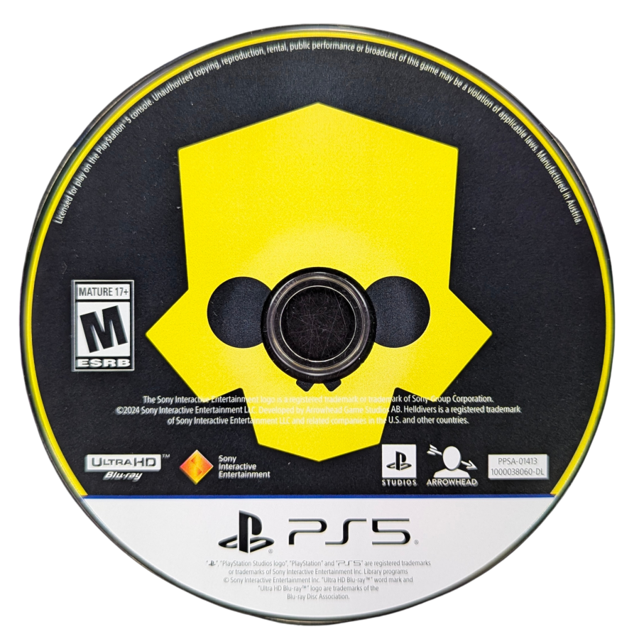 Helldivers II for PlayStation 5 (PS5) at Gamers INC, featuring intense squad-based third-person shooter action where you join the elite Helldivers to spread managed democracy across the galaxy, with chaotic co-op combat, devastating orbital strikes, and a constantly evolving galactic war that reacts to every mission you complete disc
