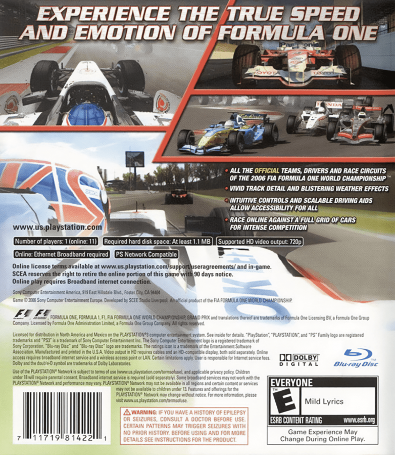 Formula One [Championship Edition] back cover art for PlayStation 3 (PS3) video game