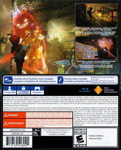 Concrete Genie PlayStation 4 game featuring artistic action adventure gameplay and magical mural painting mechanics back cover