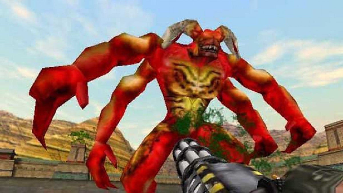 Serious Sam Next Encounter PlayStation 2 retro video game first person shooter gameplay (2004)