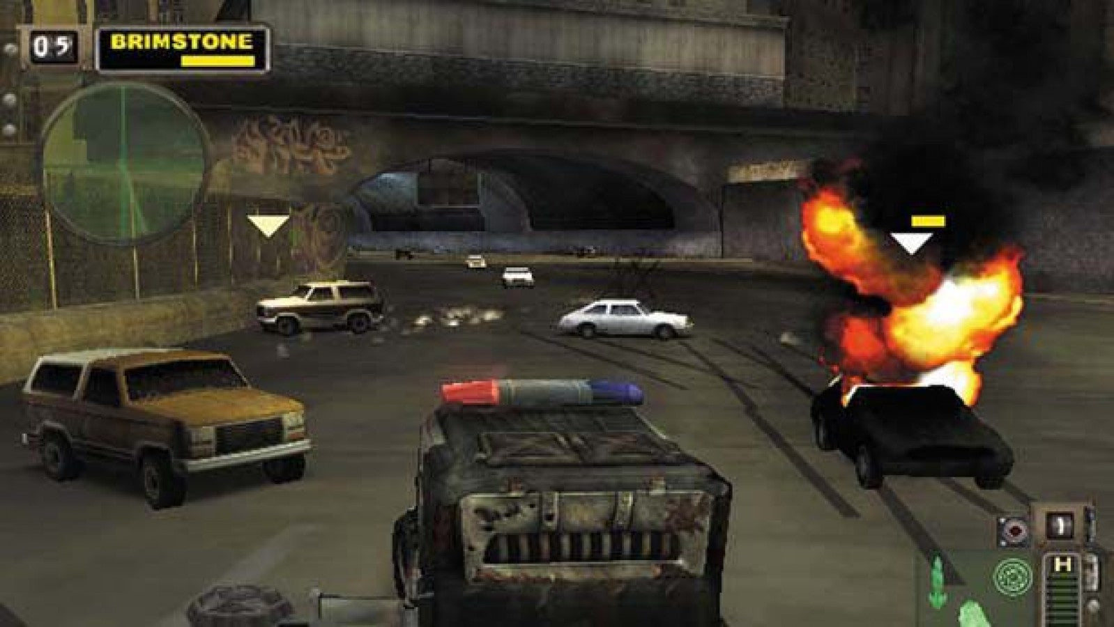 Twisted Metal: Black – PlayStation 2 (PS2) video game gameplay, vehicular combat.