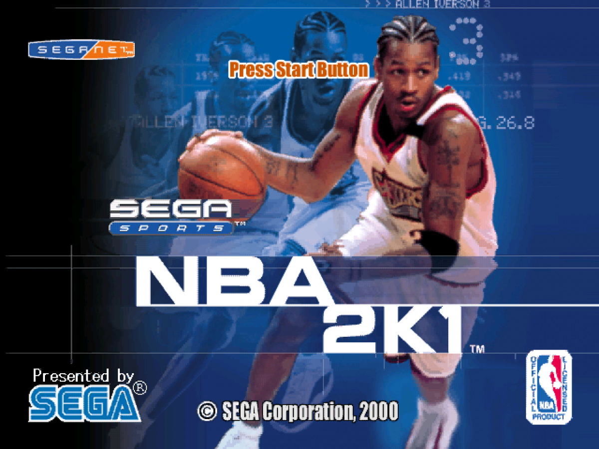 NBA 2K1 game for the Sega Dreamcast featuring realistic basketball simulation gameplay with improved graphics online multiplayer via SegaNet franchise mode and full NBA rosters with detailed player animations gameplay 