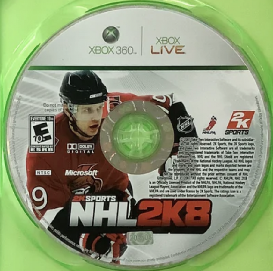 NHL 2K8 disc for Xbox 360 (X360) sports ice hockey video game
