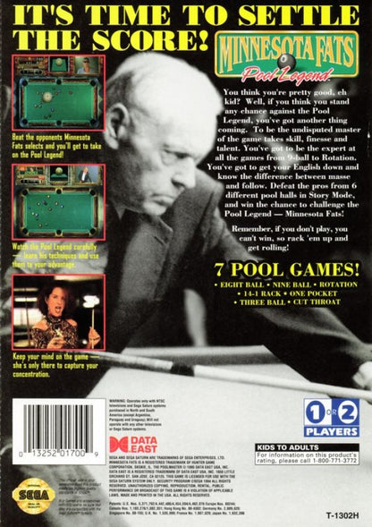 Minnesota Fats: Pool Legend back cover art for Sega Saturn (SS) video game