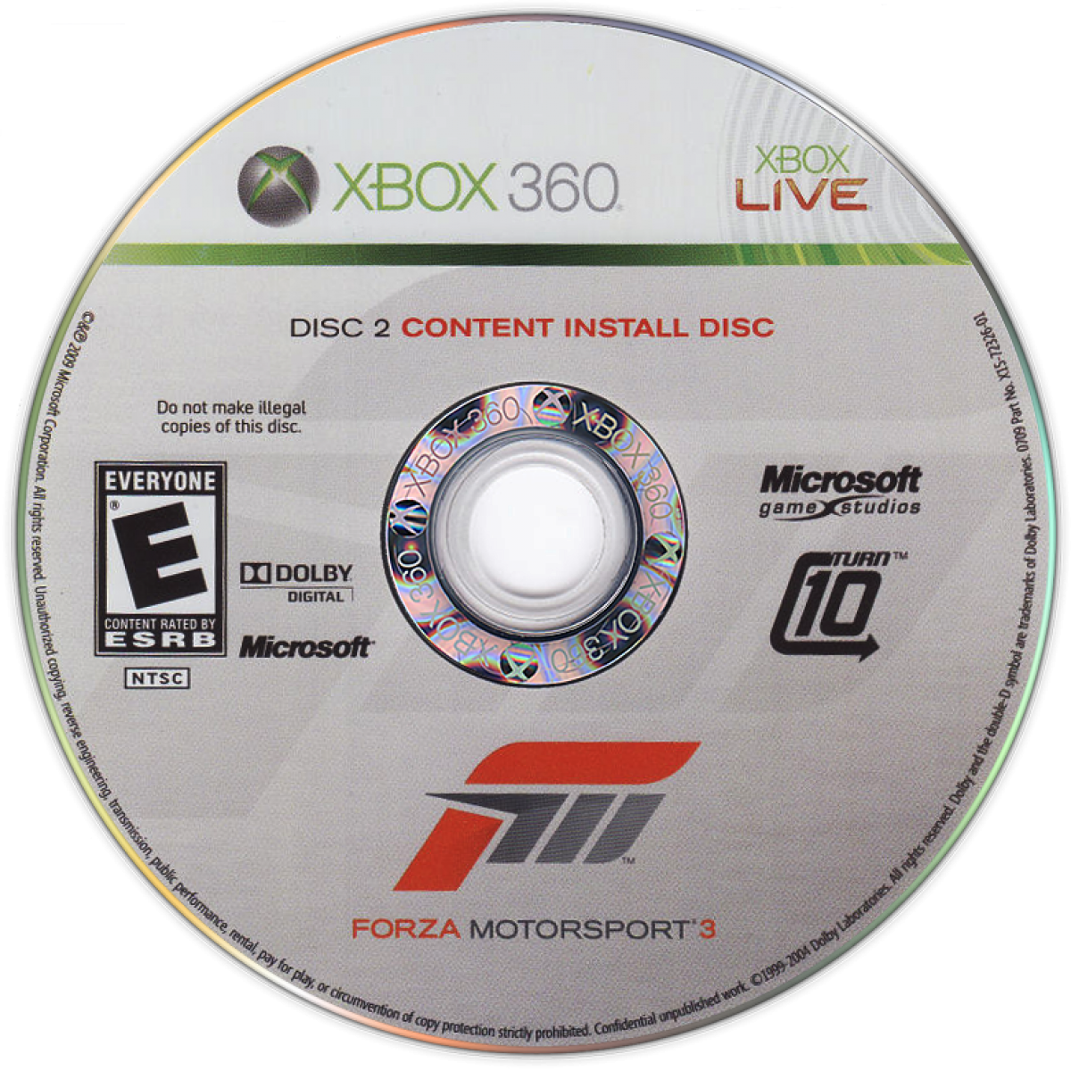 Forza Motorsport 3 for Xbox 360 racing simulation video game featuring realistic driving physics extensive car roster detailed tracks and immersive motorsports career experience disc 2
