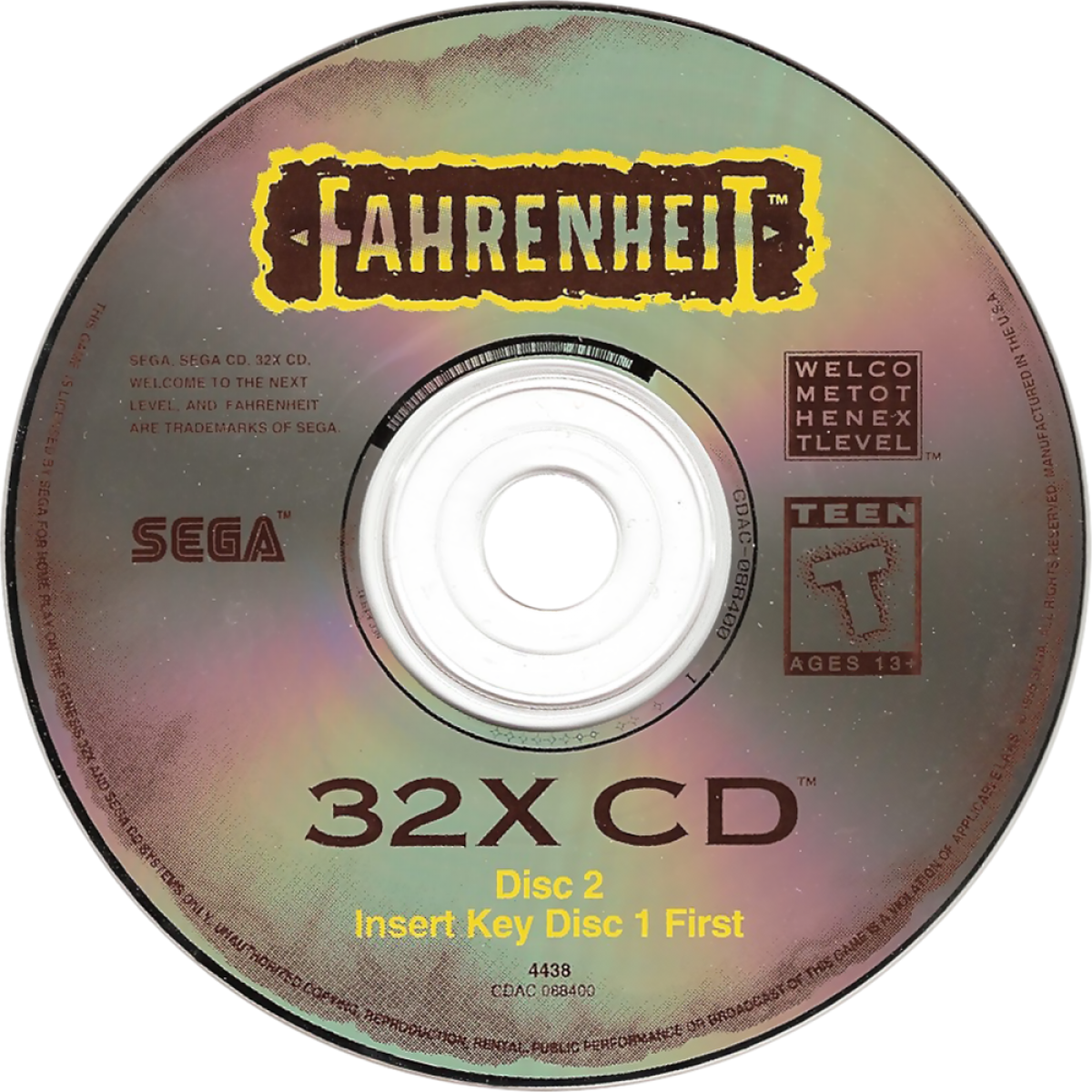 Fahrenheit Sega CD 32X full motion video FMV interactive movie thriller game cyber espionage action conspiracy storyline branching narrative live action cutscenes Digital Pictures style gameplay retro gaming Sega CD 32X software video game title disc 2