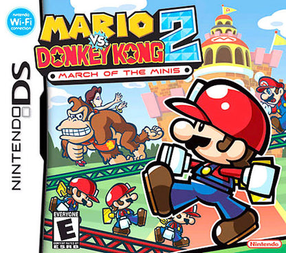 Mario vs. Donkey Kong 2: March of the Minis cover art for Nintendo DS (DS) puzzle platforming video game