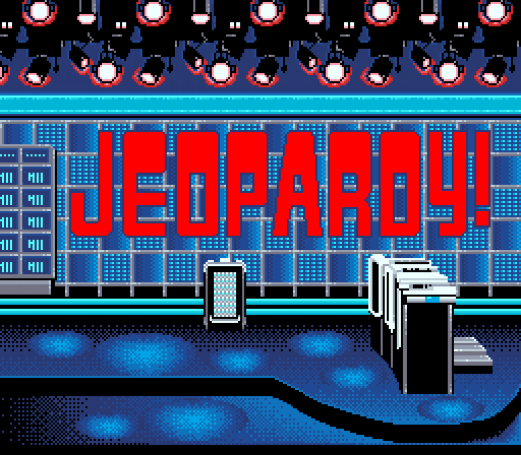 Jeopardy Super Nintendo Entertainment System SNES video game featuring trivia game show gameplay question and answer challenges category selection clue solving competitive multiplayer scoring and classic 16 bit Nintendo gameplay retro video game collection collectible gaming appeal gameplay