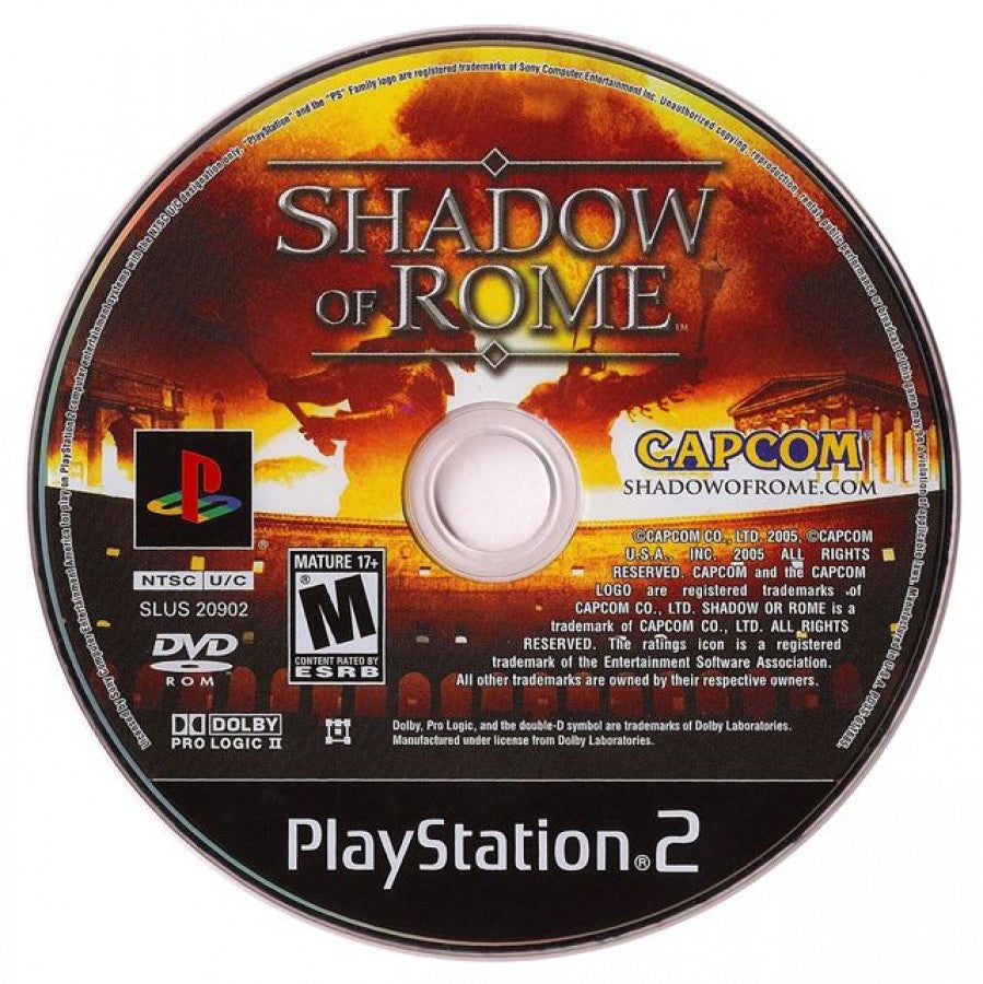 Shadow of Rome – PlayStation 2 (PS2) video game disc, action-adventure/hack-and-slash game.