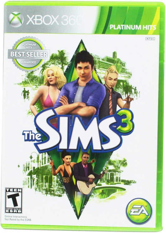 The Sims 3 Platinum Hits for Xbox 360 life simulation video game featuring open ended gameplay character creation home building social interactions and classic Maxis franchise experience cover