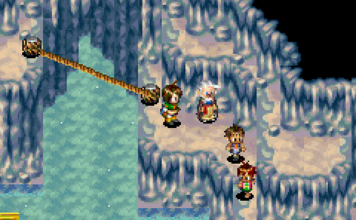 Golden Sun: The Lost Age [CIB] for Game Boy Advance (GBA) featuring an epic follow-up RPG where a new party wields Psynergy to explore expanded lands, solve intricate dungeon puzzles, and unleash powerful Djinn summons; continue the sweeping Golden Sun storyline with deeper customization and larger adventures in this complete-in-box classic gameplay screenshot