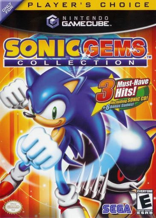 Sonic Gems Collection [Player's Choice] cover art for Nintendo GameCube (GC) classic Sonic compilation video game