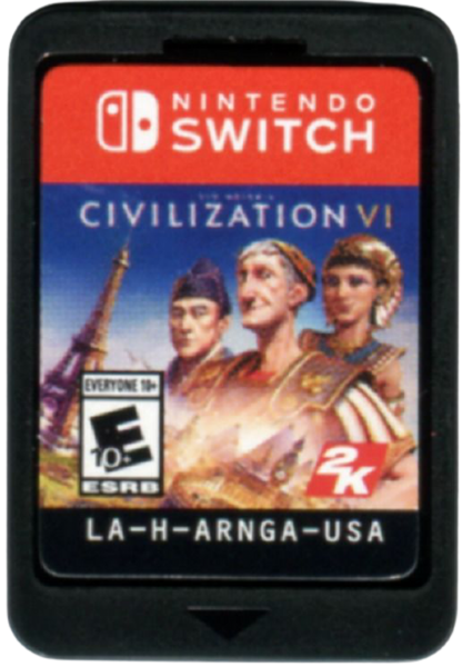 Sid Meier's Civilization VI for Nintendo Switch turn based strategy game featuring world civilization building diplomacy warfare technology progression and empire management gameplay cartidge 