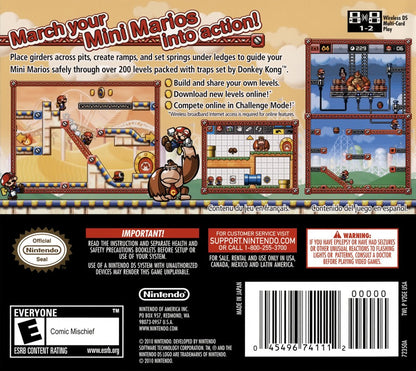 Mario vs. Donkey Kong: Mini-Land Mayhem back of case for Nintendo DS (DS) puzzle platforming video game