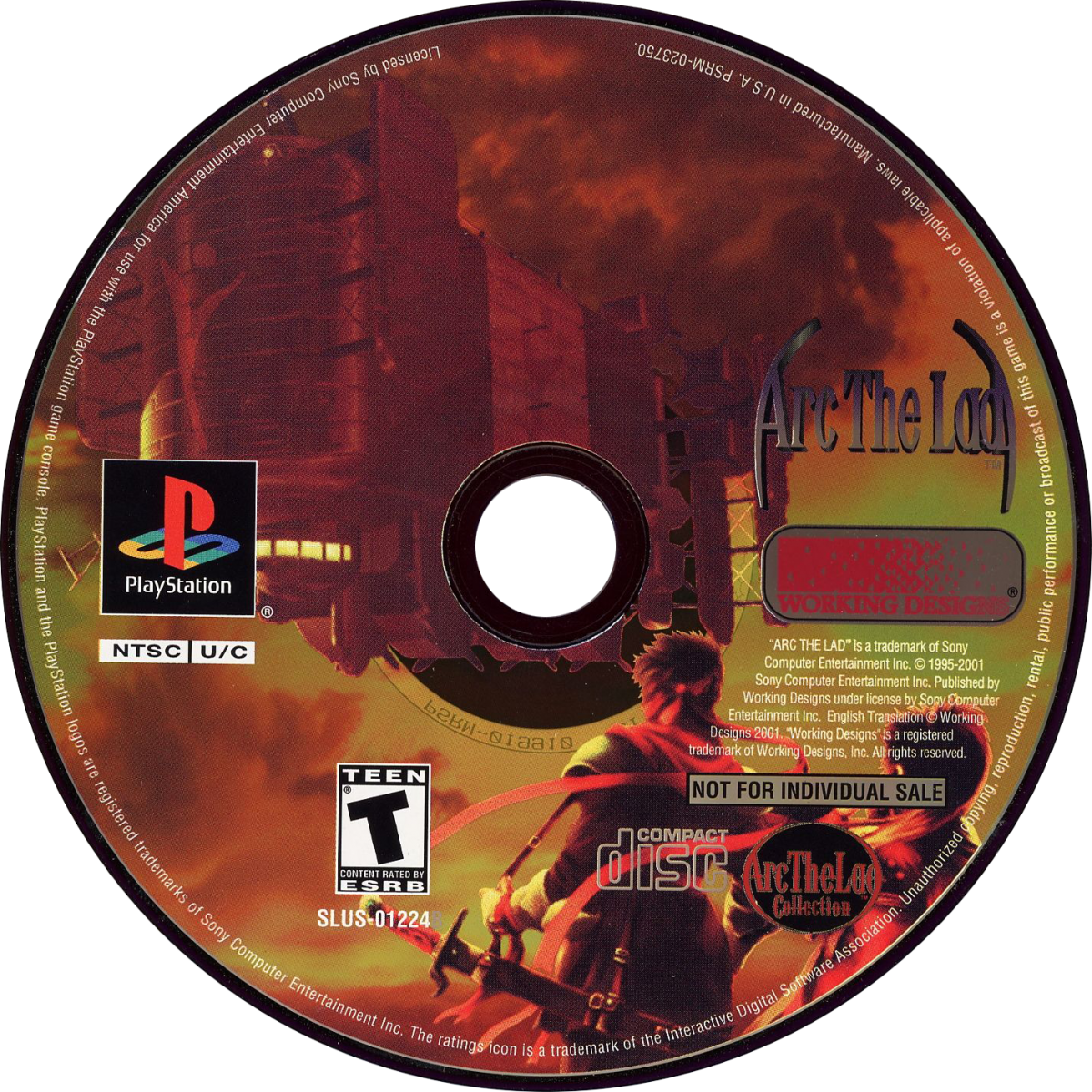 Arc the Lad PS1 tactical RPG strategy role playing game anime fantasy adventure turn based grid combat story driven campaign Working Designs style classic JRPG retro gaming PlayStation software video game title disc 2 