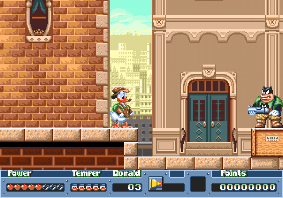 QuackShot Starring Donald Duck Sega Genesis GEN video game featuring action platforming gameplay Donald Duck treasure hunting adventure globe trotting exploration exotic locations puzzle solving plungers as weapons hidden treasures enemy encounters colorful Disney characters and classic 16 bit Sega gameplay retro video game collection collectible gaming appeal gameplay