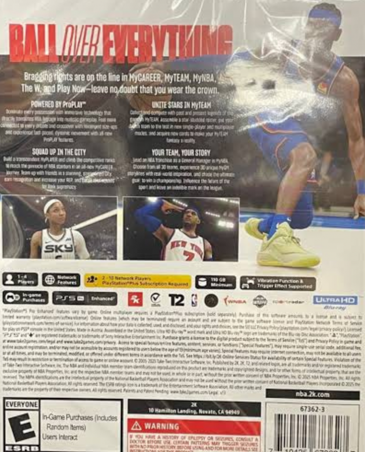 NBA 2K26 PlayStation 5 PS5 for video game enthusiasts featuring realistic basketball simulation gameplay authentic NBA teams and players MyCAREER mode MyTEAM competition franchise management immersive on court action advanced graphics and collectible gaming appeal back cover 