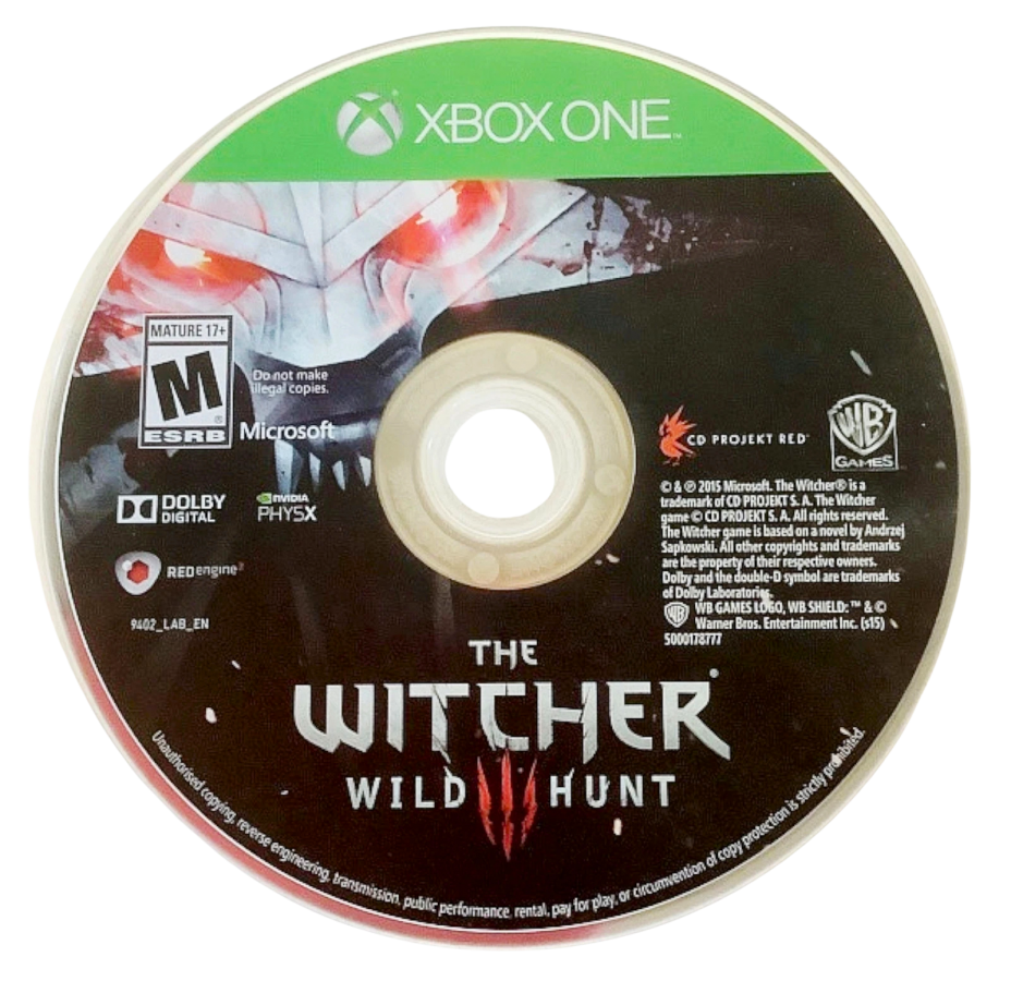 The Witcher 3: Wild Hunt – Xbox One (XONE) disc for open-world action role-playing video game
