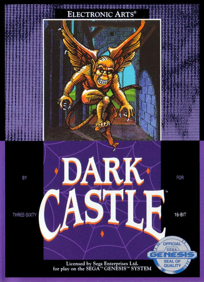 Dark Castle Sega Genesis GEN for retro video game enthusiasts featuring action platforming gameplay medieval castle exploration challenging enemy encounters puzzle elements precise combat classic fantasy adventure and collectible gaming appeal front cover