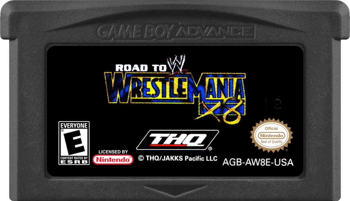 WWE Road to WrestleMania X8 Game Boy Advance GBA video game featuring professional wrestling gameplay WWE superstars championship matches signature wrestling moves grappling attacks finishing moves ring combat tournament challenges WrestleMania storyline and classic Nintendo handheld sports entertainment action retro video game collection collectible gaming appeal game cartridge
