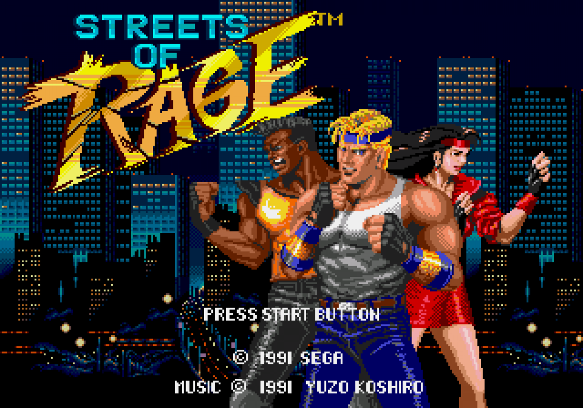 Streets of Rage title screen for Sega Genesis (GEN) video game