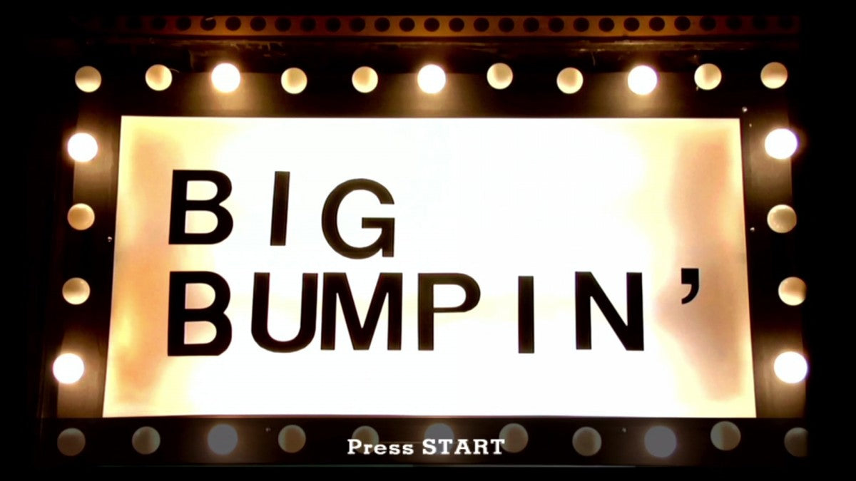 Big Bumpin' start screen for Xbox 360 (X360) party bumper car video game