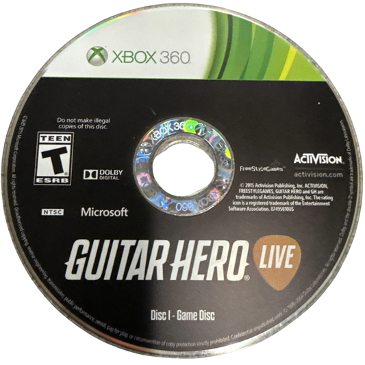 Guitar Hero Live Xbox 360 rhythm music video game franchise reboot redesigned 6-button guitar controller GH Live first-person FMV concert crowds reactive audience GHTV playable music video network streaming song library competitive leaderboards disc