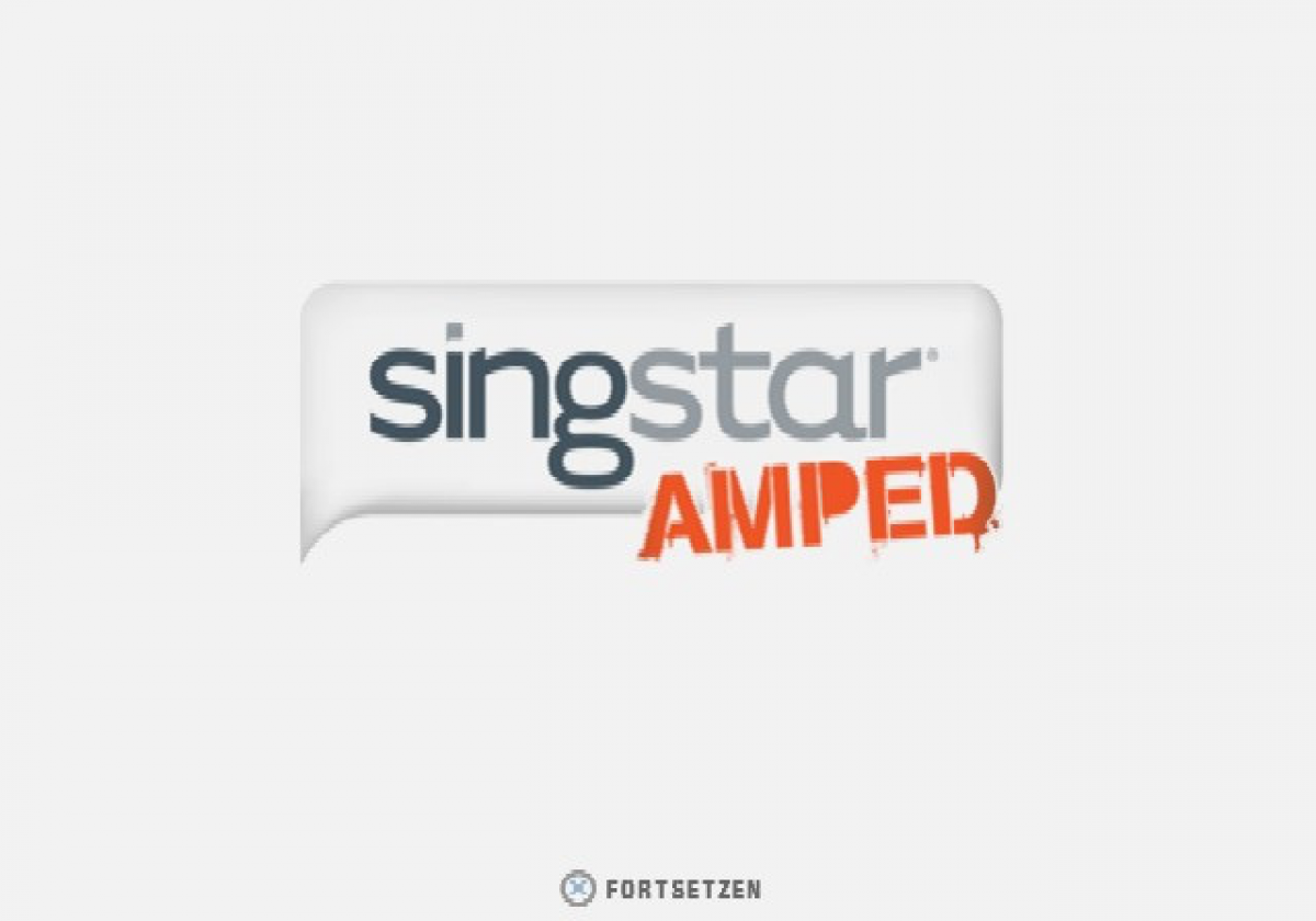 Singstar Amped – PlayStation 2 (PS2) video game title screen, music rhythm game.