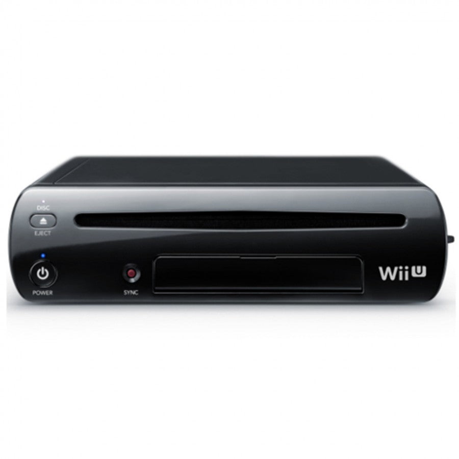 Black Nintendo Wii U console system with GamePad, designed for playing Wii U video games. console only