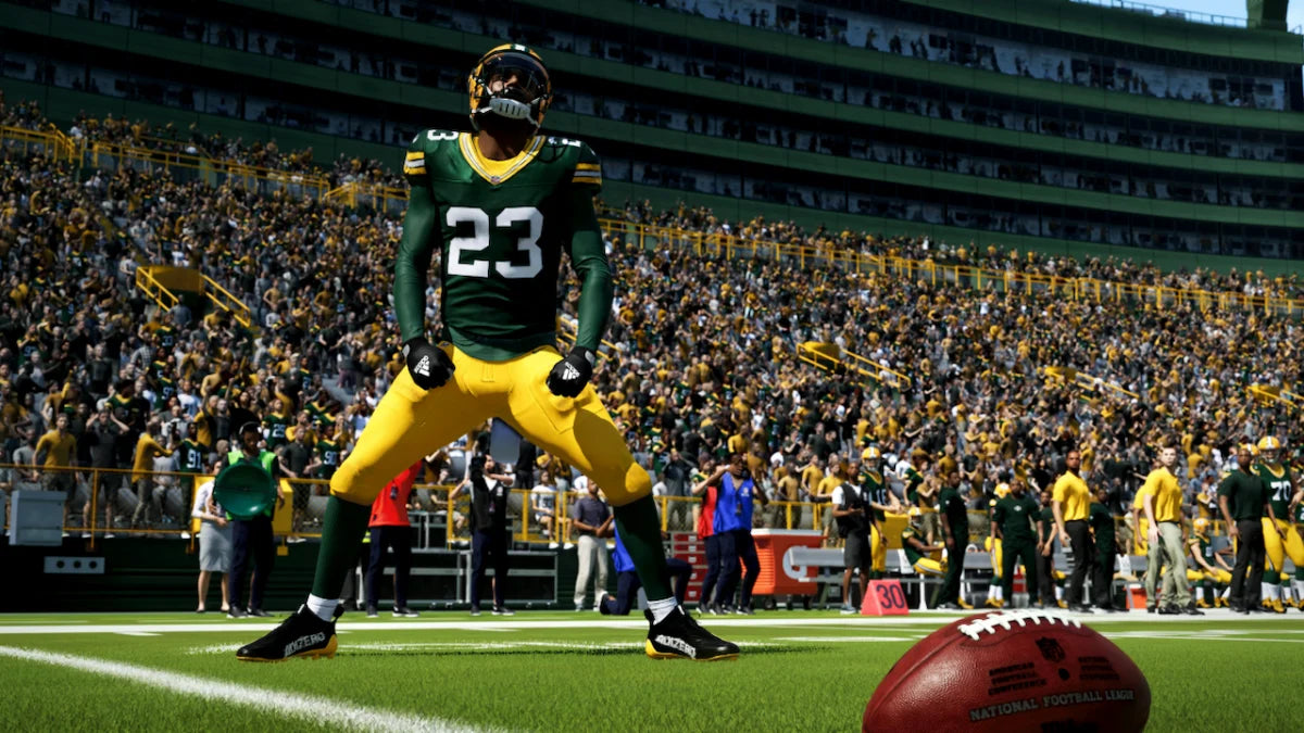 Madden NFL 24 retro PS5 video game Madden NFL 24 football simulation sports game NFL teams competitive multiplayer franchise mode realistic gameplay console release gameplay