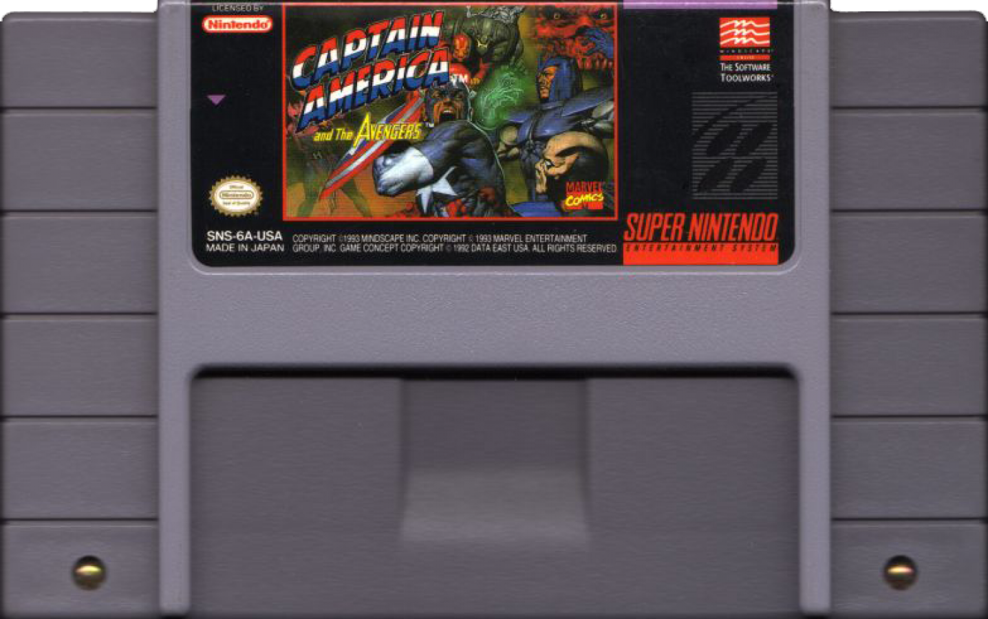 Captain America and the Avengers retro SNES video game Captain America Marvel superhero beat em up action combat cooperative gameplay arcade style adventure console title Super Nintendo release cartridge