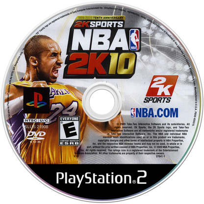 NBA 2K10 – PlayStation 2 (PS2) basketball sports video game disc
