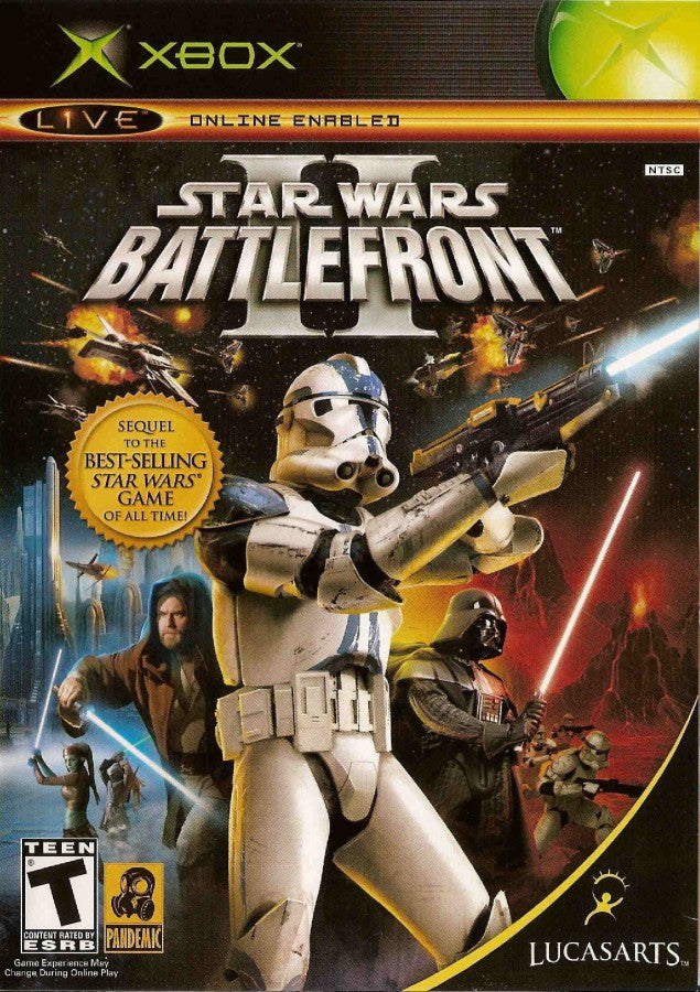 Star Wars Battlefront II Xbox inspired design featuring epic sci fi warfare aesthetic galactic battles iconic heroes and villains infantry combat space dogfights Clone Wars action immersive Star Wars adventure nostalgic multiplayer presentation cover art 