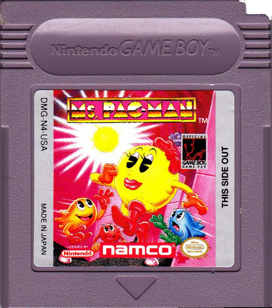 Ms. Pac-Man [Missing Manuals/Inserts] for Game Boy (GB) at Gamers INC, featuring the timeless arcade classic in a portable format with challenging mazes, four distinct ghosts, and the iconic power pellet-chomping gameplay you love, offering a pure retro experience for collectors and casual players despite the missing documentation cartridge