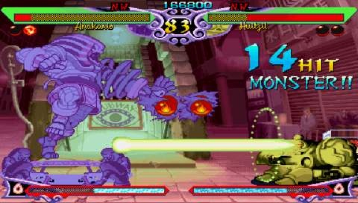 Darkstalkers Chronicle: The Chaos Tower retro PSP video game Darkstalkers Chronicle The Chaos Tower fighting game arcade style combat classic Capcom fighter anime horror themed multiplayer handheld release gameplay 