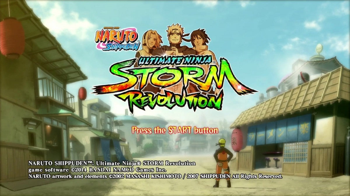 Naruto Shippuden: Ultimate Ninja Storm Revolution start screen for Xbox 360 (X360) anime fighting video game