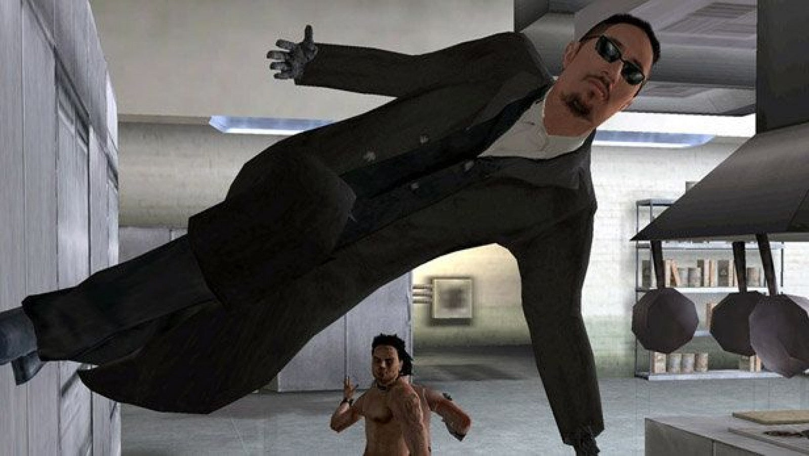 Enter the Matrix gameplay for PlayStation 2 (PS2) action-adventure video game based on The Matrix film series