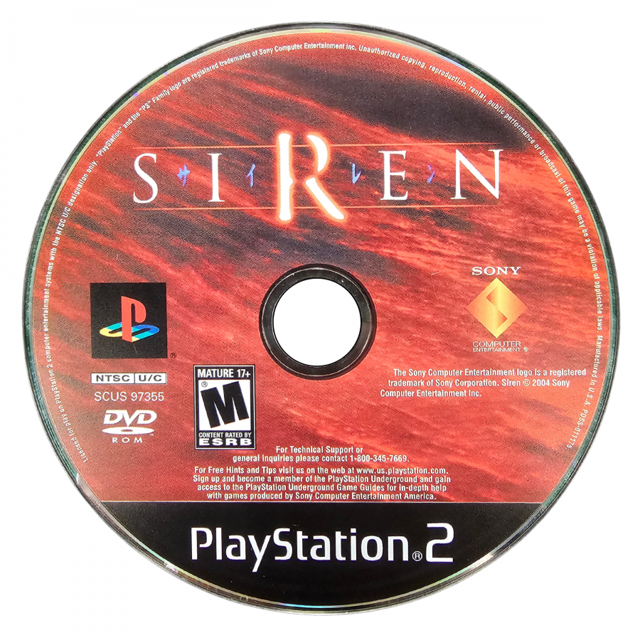 Siren PlayStation 2 PS2 survival horror video game featuring multiple playable characters mysterious Japanese village stealth gameplay supernatural enemies disturbing atmosphere exploration puzzle solving unique sightjack ability and classic PlayStation 2 PS2 gameplay collectible retro gaming appeal game disc