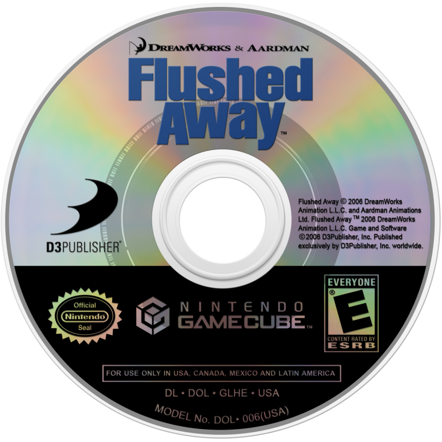 Flushed Away for GameCube featuring family friendly action adventure gameplay based on the animated film disc