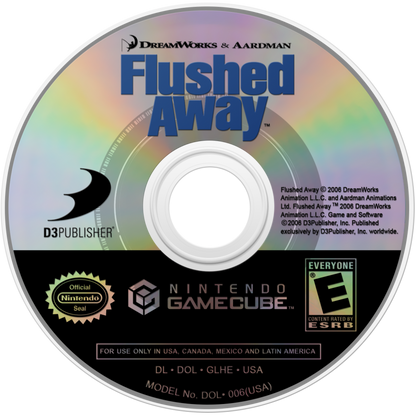 Flushed Away for GameCube featuring family friendly action adventure gameplay based on the animated film disc