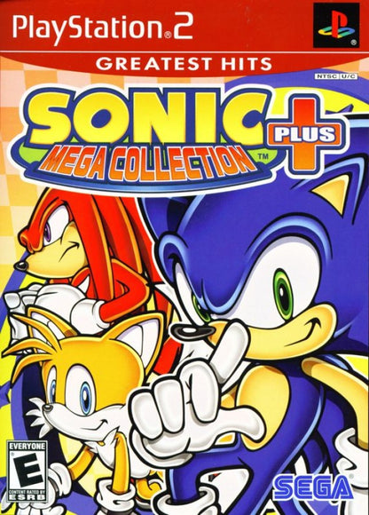 Sonic Mega Collection Plus [Greatest Hits] – PlayStation 2 (PS2) video game cover image, platformer and compilation.