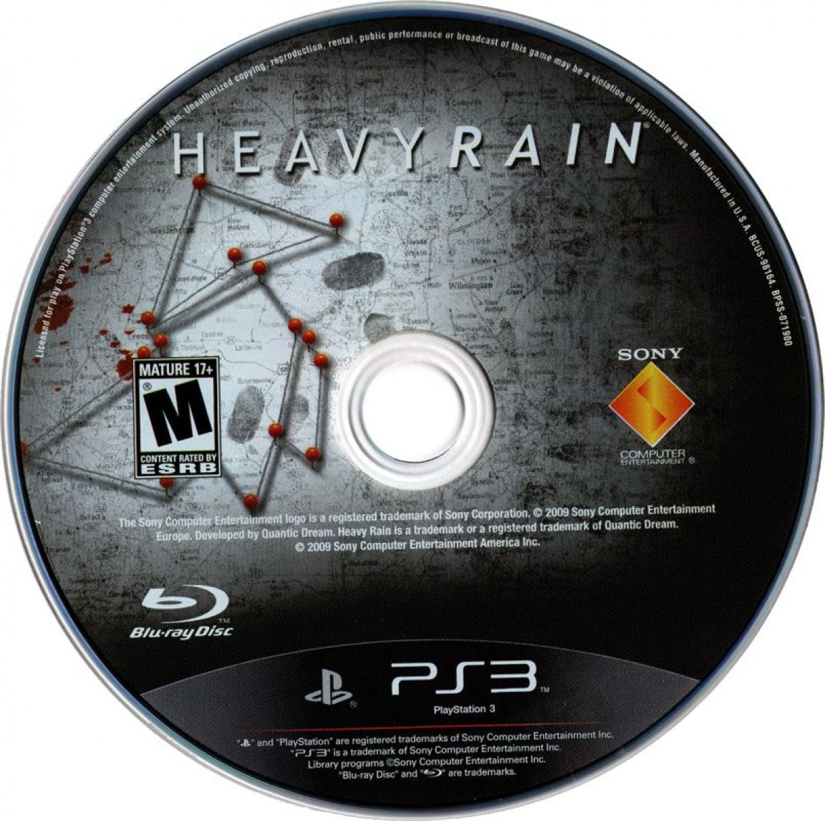 Heavy Rain disc for PlayStation 3 (PS3) video game