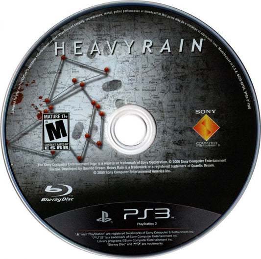 Heavy Rain disc for PlayStation 3 (PS3) video game