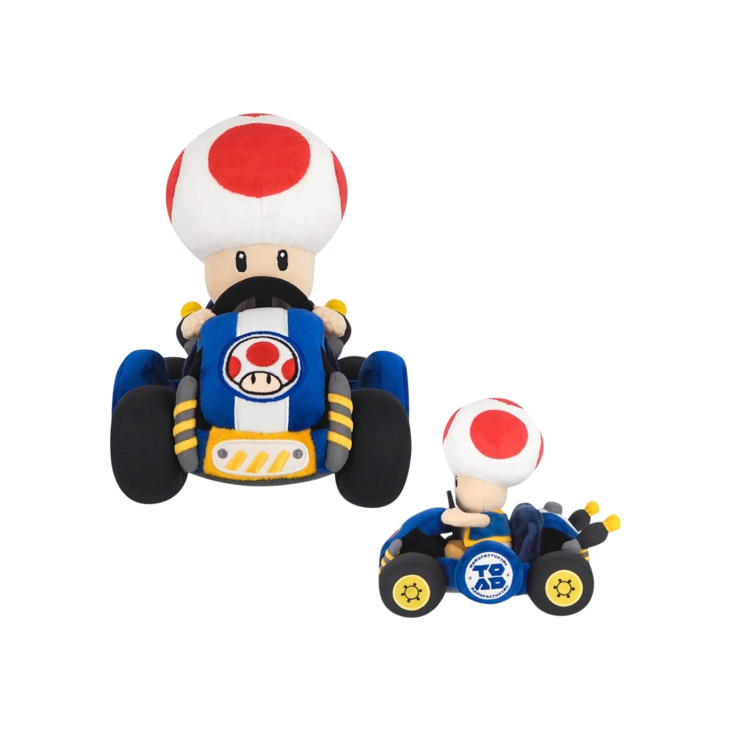 Toad in Kart Plush Nintendo Super Mario collectible for gaming enthusiasts featuring soft plush construction kart racing inspired design iconic Toad character themed merchandise display worthy gaming collectible colorful Nintendo fan item and collectible gaming appeal angles