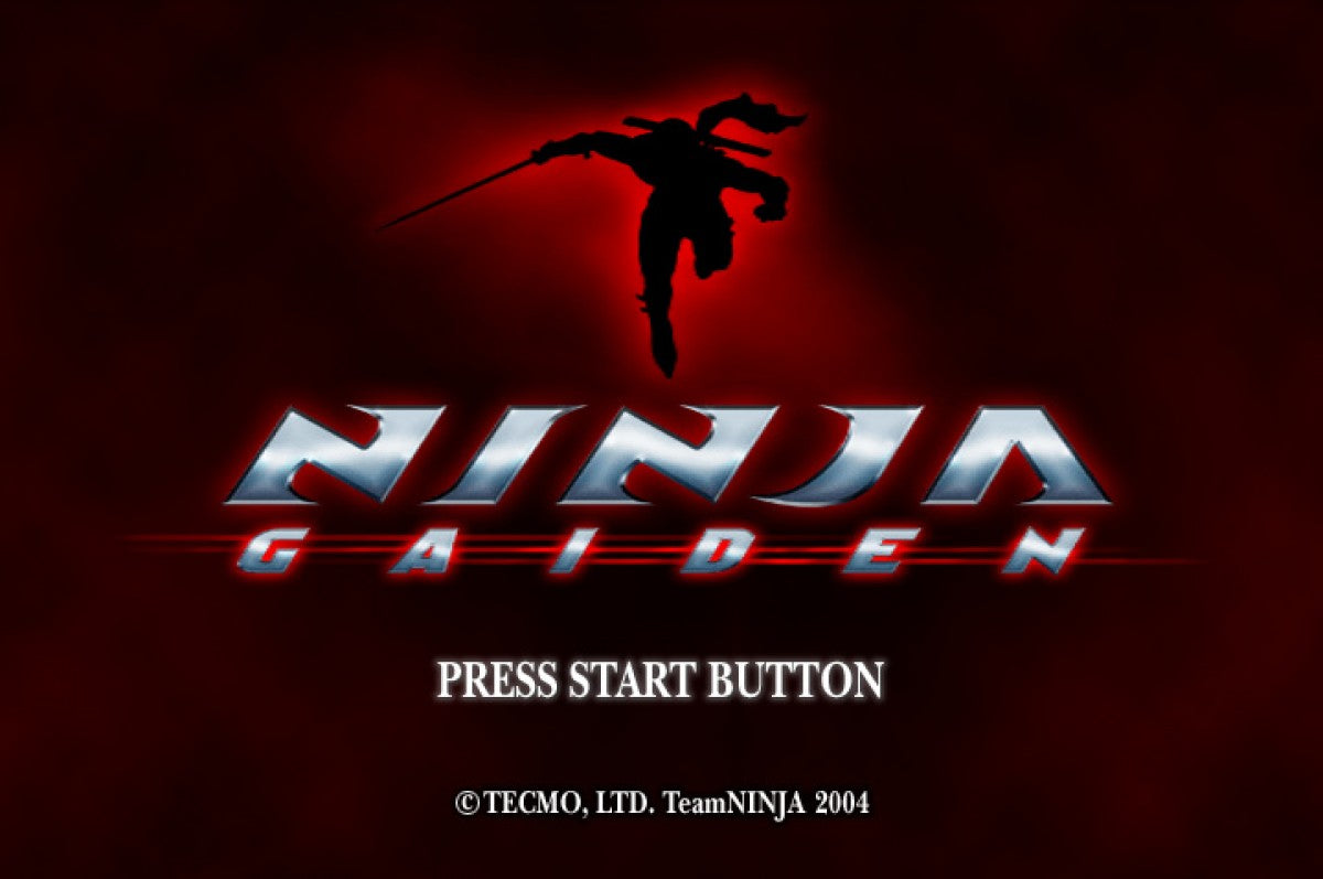 Ninja Gaiden retro Xbox video game Ninja Gaiden fast paced action hack and slash ninja combat challenging difficulty precision melee combat third person action adventure console title Xbox release title screen