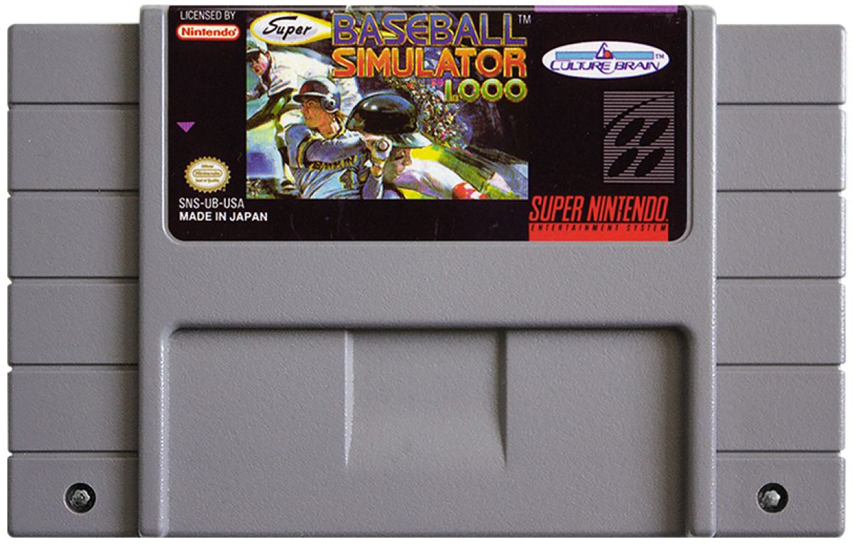 Super Baseball Simulator 1.000 cartridge for Super Nintendo Entertainment System (SNES) retro video game