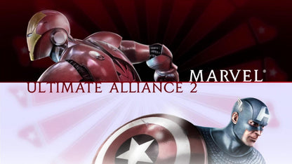 Marvel: Ultimate Alliance 2 title card for Xbox 360 (X360) action role-playing superhero video game