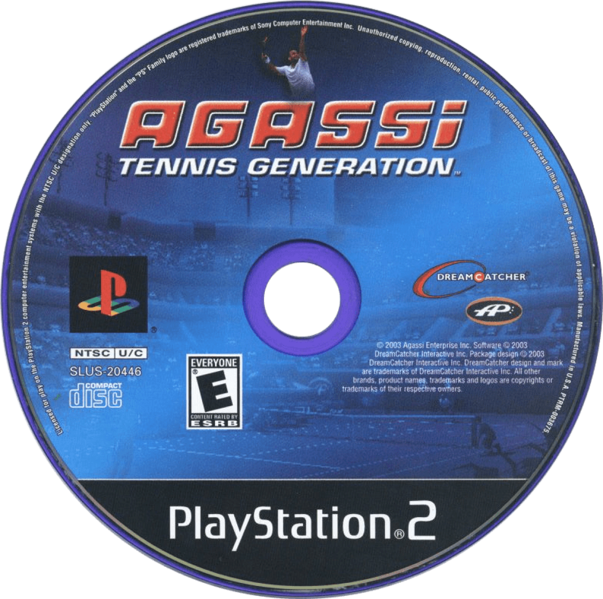 Agassi Tennis Generation PS2 sports tennis video game disc